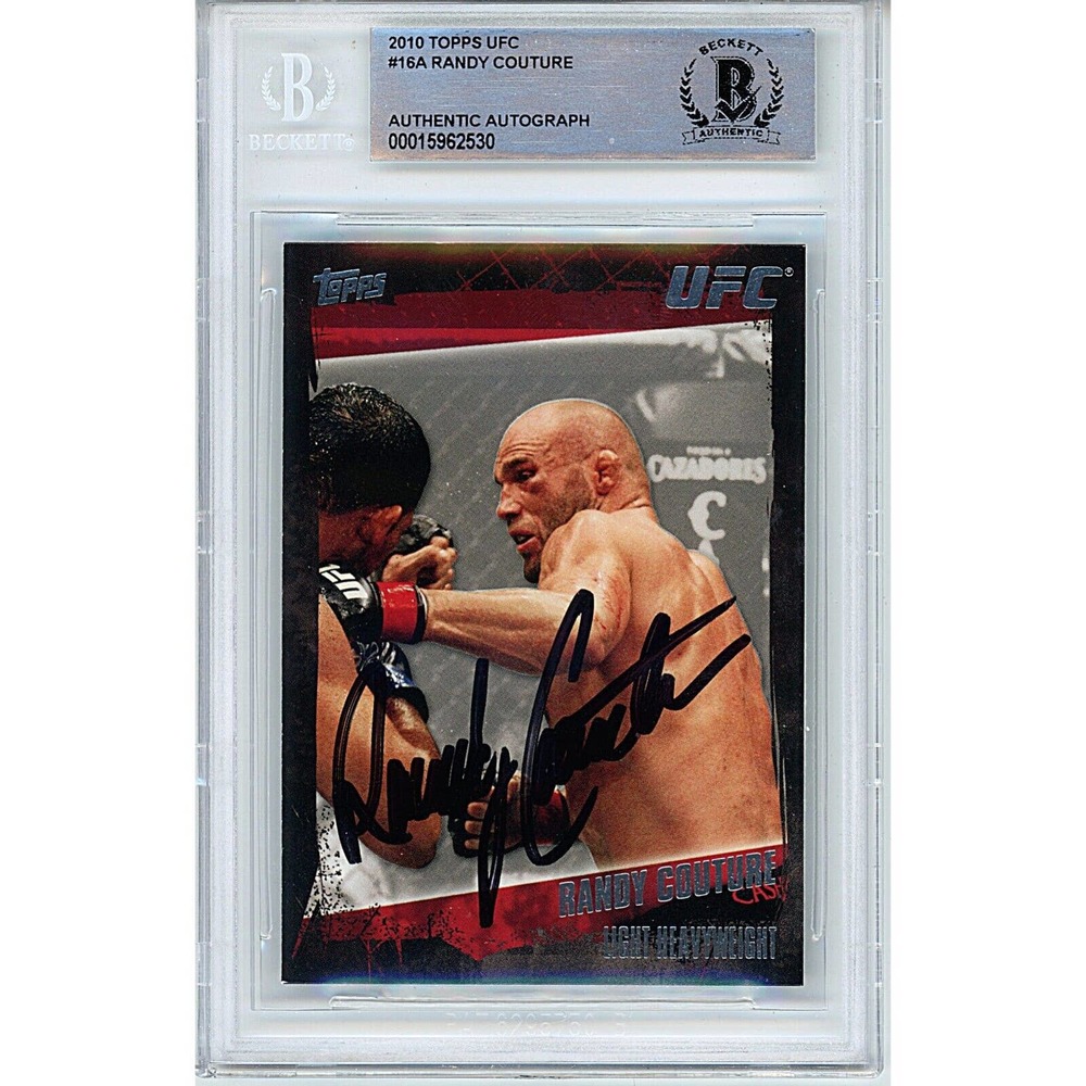 Randy Couture UFC Autographed 2010 Topps MMA Trading Card Beckett Authentic Slab